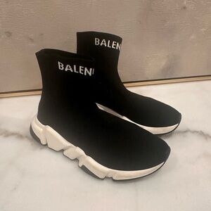 Balenciaga Black and White High-Top Sneakers